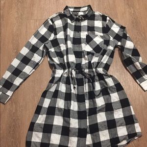 Black and white checkered print dress